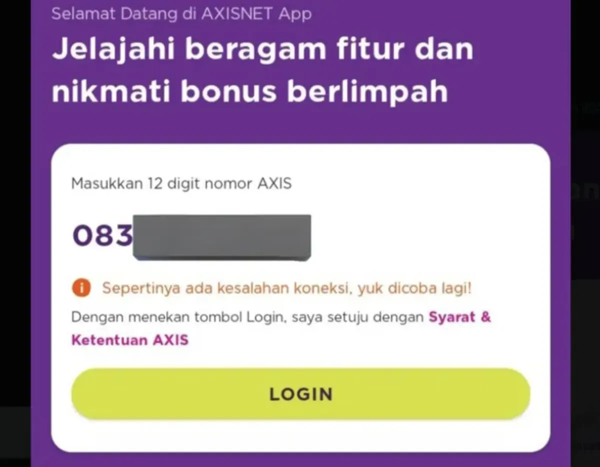 Gangguan Axisnet 15 Juni 2025: Pelanggan Keluhkan Akses Aplikasi yang Lumpuh (Sumber: Dok/Axis)