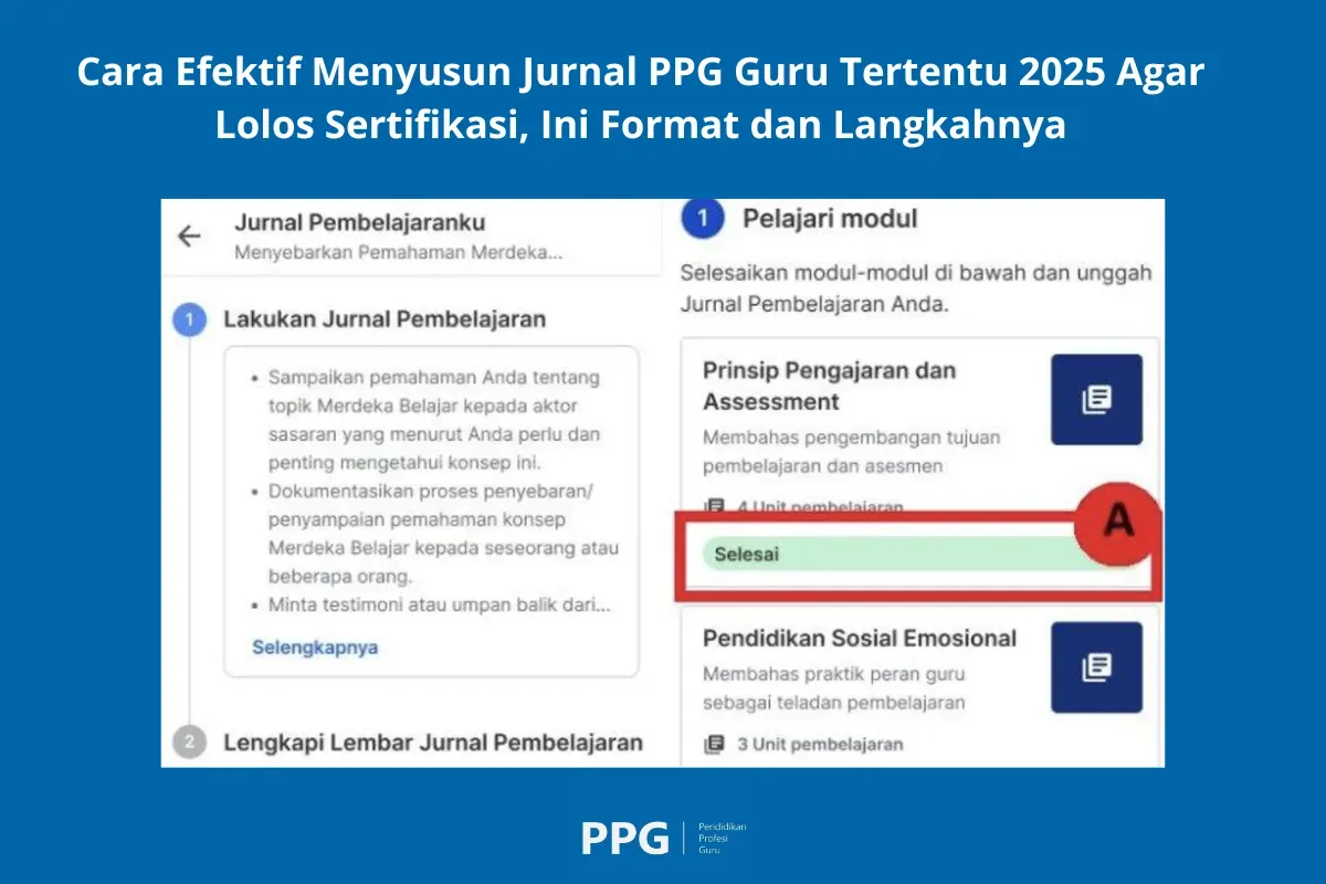 Tampilan fitur Sertifikasi Pendidik di Ruang GTK tempat guru mengerjakan dan mengunggah Jurnal Pembelajaran PPG 2025. (Sumber: Dok/PPG 2025)