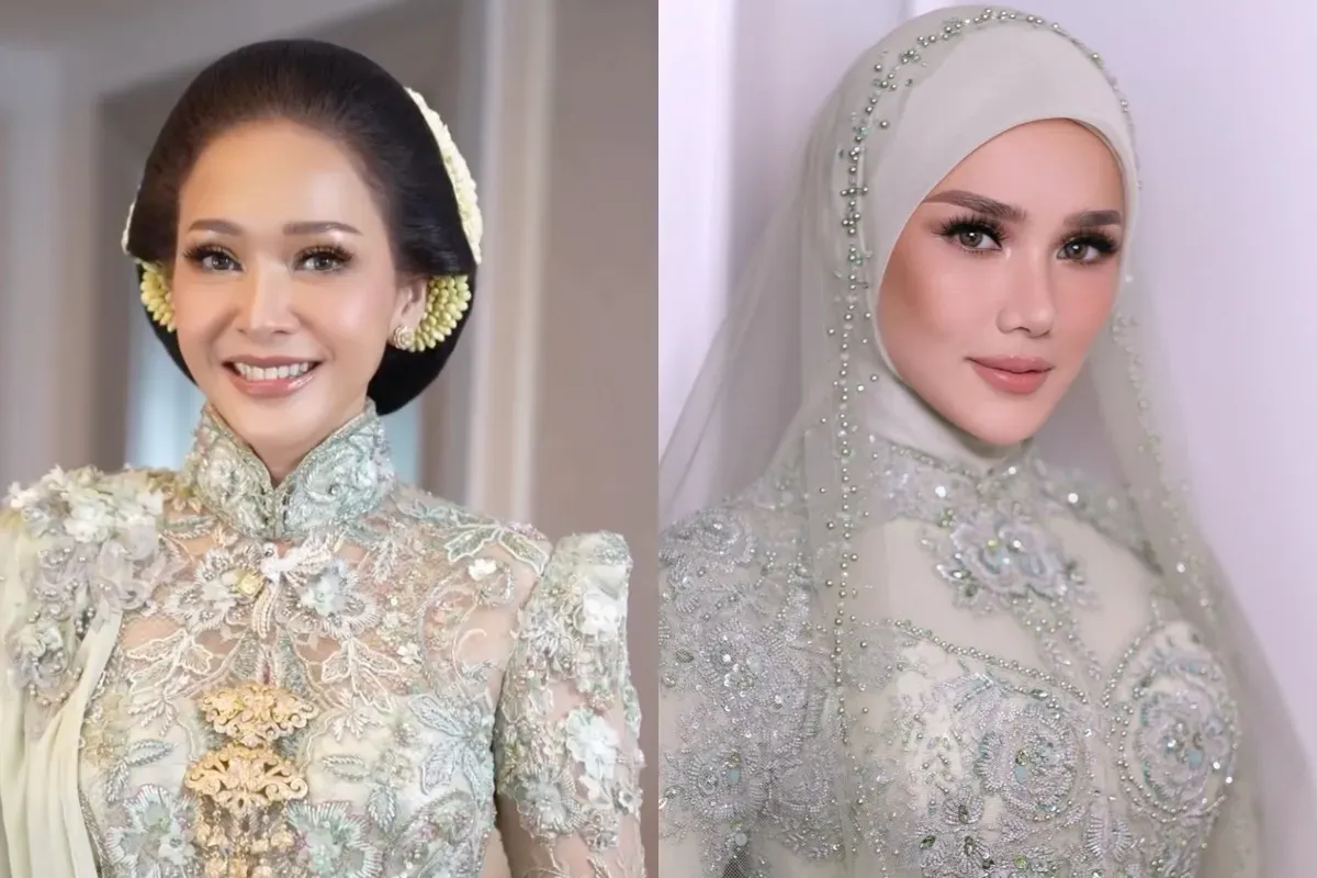 Potret perbandingan Maia Estianty (kiri) dan Mulan Jameela (kanan) di nikahan Al Ghazali. (Sumber: Instagram)