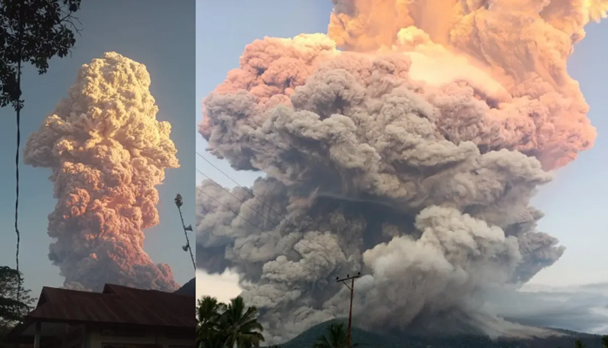 Gunung Lewotobi Laki-Laki erupsi dahsyat dengan kolom abu 10.000 meter! PVMBG naikkan status ke Awas (Level IV) dan perluas radius bahaya. Warga diimbau evakuasi 7 km dari kawah. (Sumber: X/@abdulmuhari)