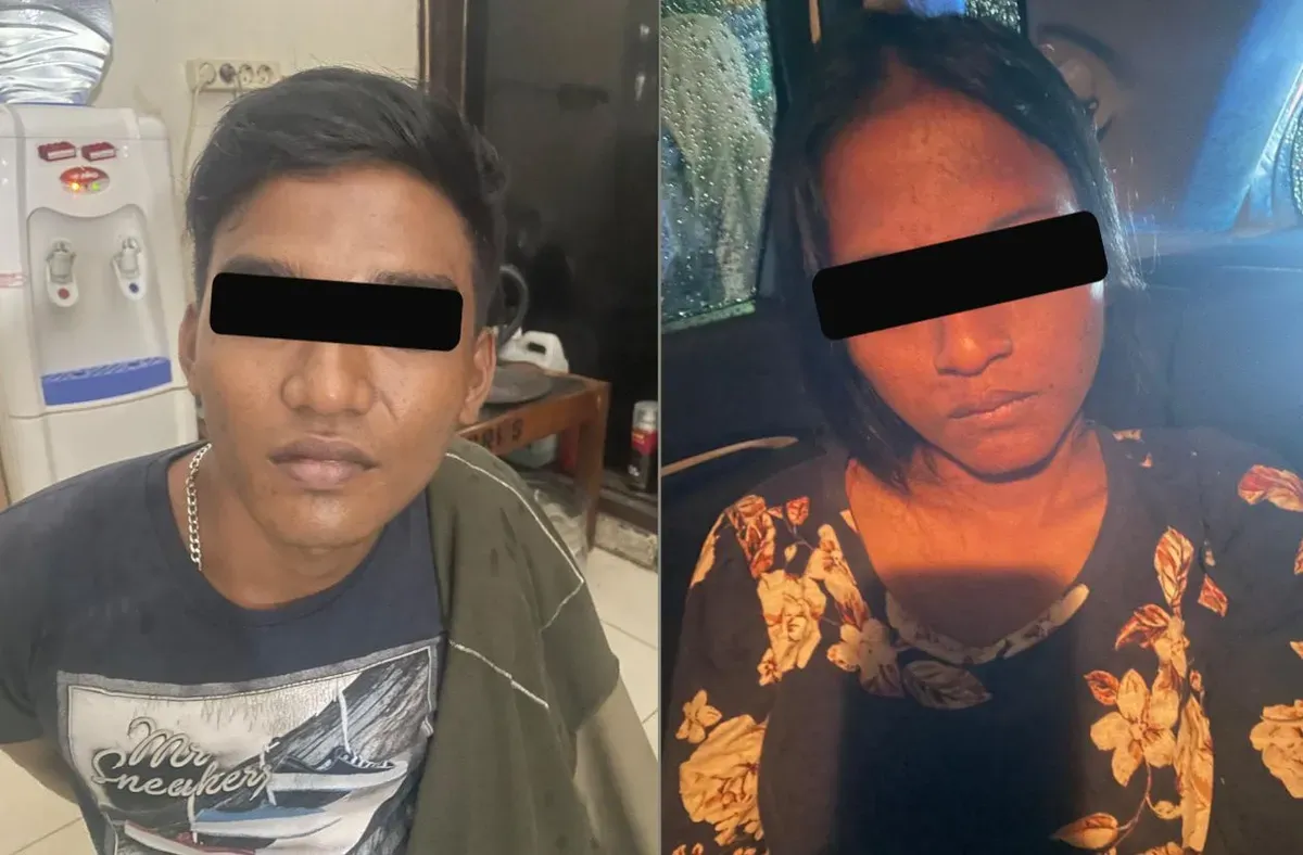 Tampang dua sejoli yang melakukan aksi penjambretan handphone milik anggota Polwan di Bendungan Hilir, Tanah Abang, Jumat, 9 Mei 2025, lalu. (Sumber: Polres Jakarta Pusat)