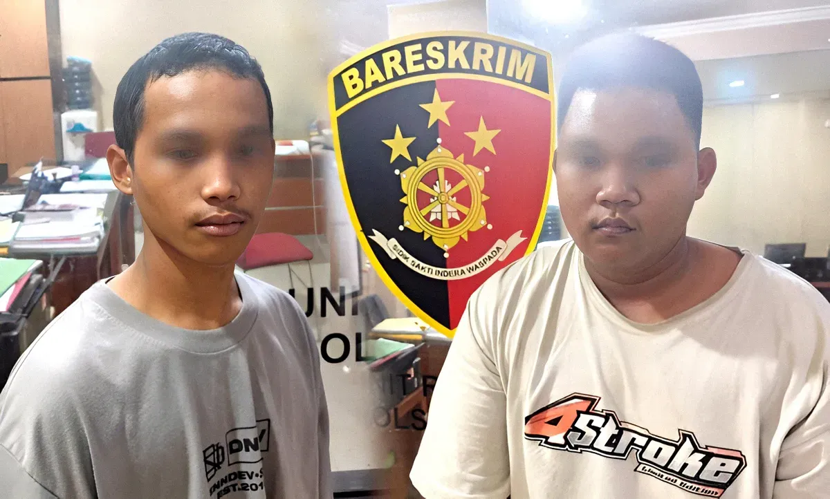 Dua pelaku curanmor di kawasan parkir SMPN 06 Setu berhasil diringkus Reskrim Polsek Setu. (Sumber: Istimewa)