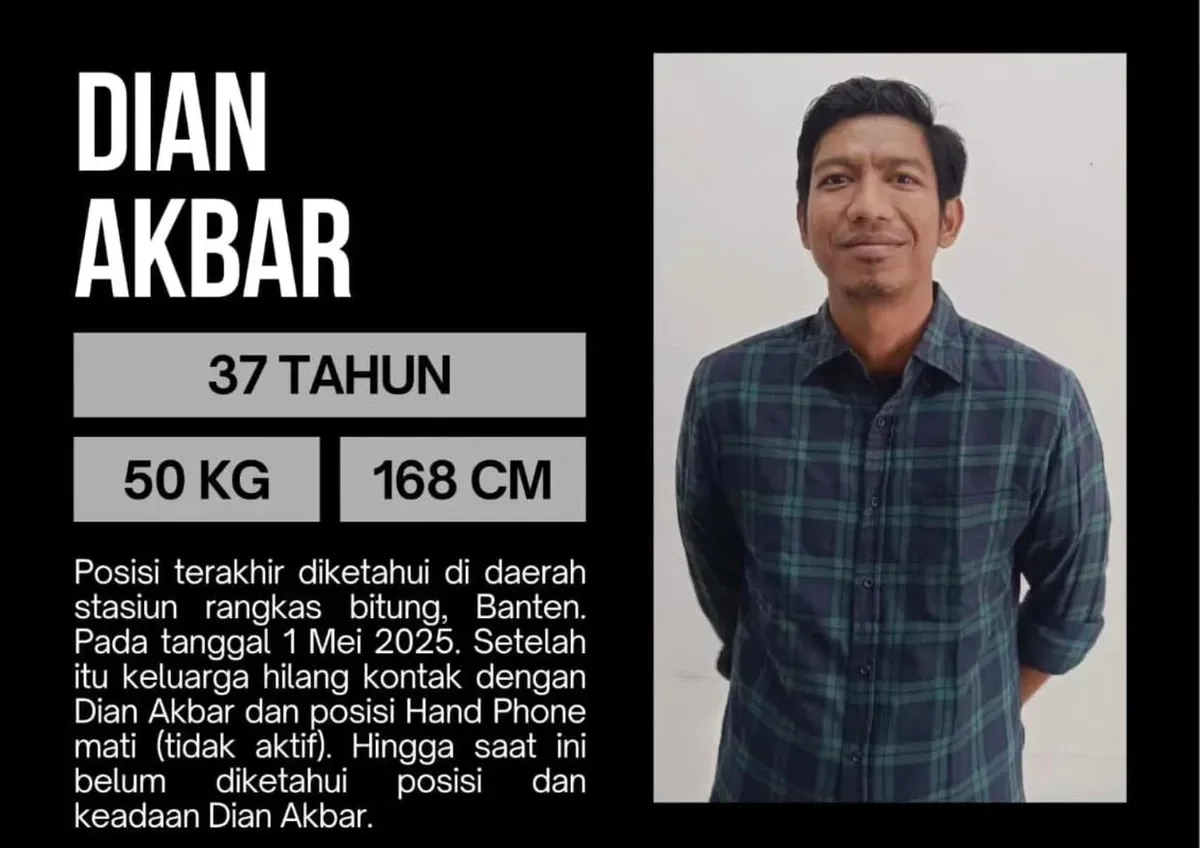 Sosok Dian Akbar yang dikabarkan hilang. (Sumber: Instagram/@trysiaosmon)