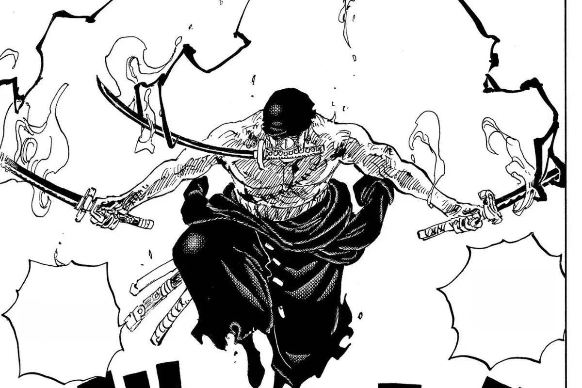 One Piece Chapter 1152 mengungkapkan beberapa fakta baru, salah satunya tentang Roronoa Zoro. (Sumber: X/@scopper_gapan)