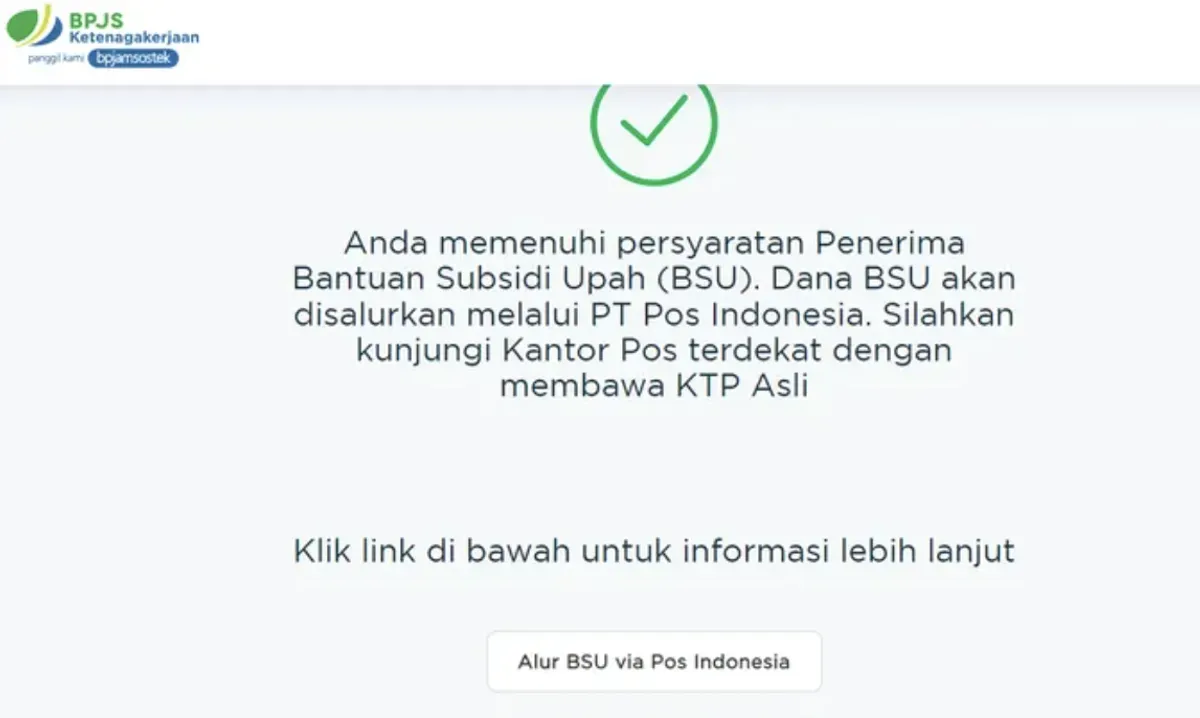 Lolos BSU Tapi Belum Dapat Uang? Begini Prosedur Pencairan Resmi dari Kemnaker (Sumber: bsu.bpjsketenagakerjaan.go.id)