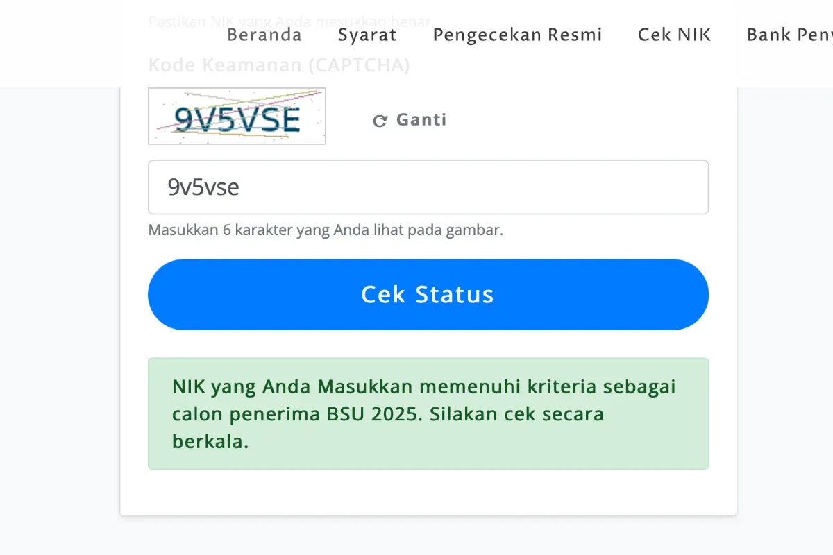 Ilustrasi cara cek validasi NIK KTP penerima BSU 2025 di laman bsu.kemnaker.go.id. (Sumber: Kemnaker)