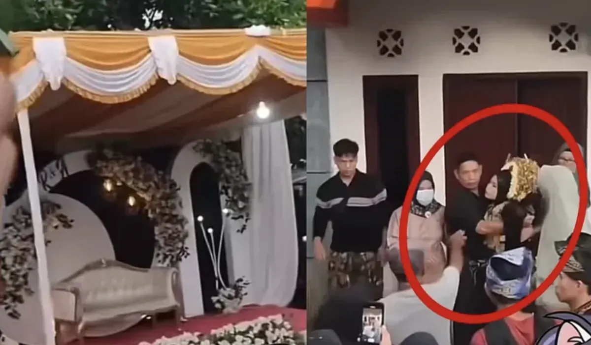 Momen kericuhan pernikahan di Lombok Tengah yang viral di media sosial. Terlihat rombongan pengantin pria memilih pulang usai mengetahui status pernikahan mempelai wanita. (Sumber: TikTok/@kokormc)