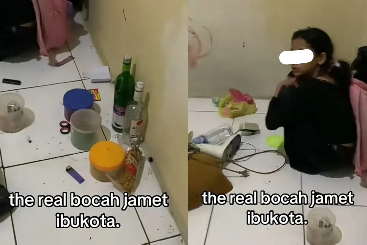 Empat orang bocah perempuan diduga minum minuman beralkohol di sebuah kosan. (Sumber: TikTok/@rrnfgt)