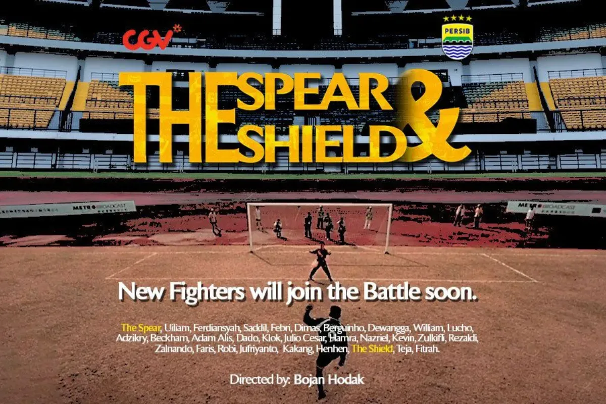 Poster pengumuman pemain baru Persib Bandung yang akan berlangsung di bioskop dengan tajuk 'The Spear & The Shield. (Sumber: Persib)