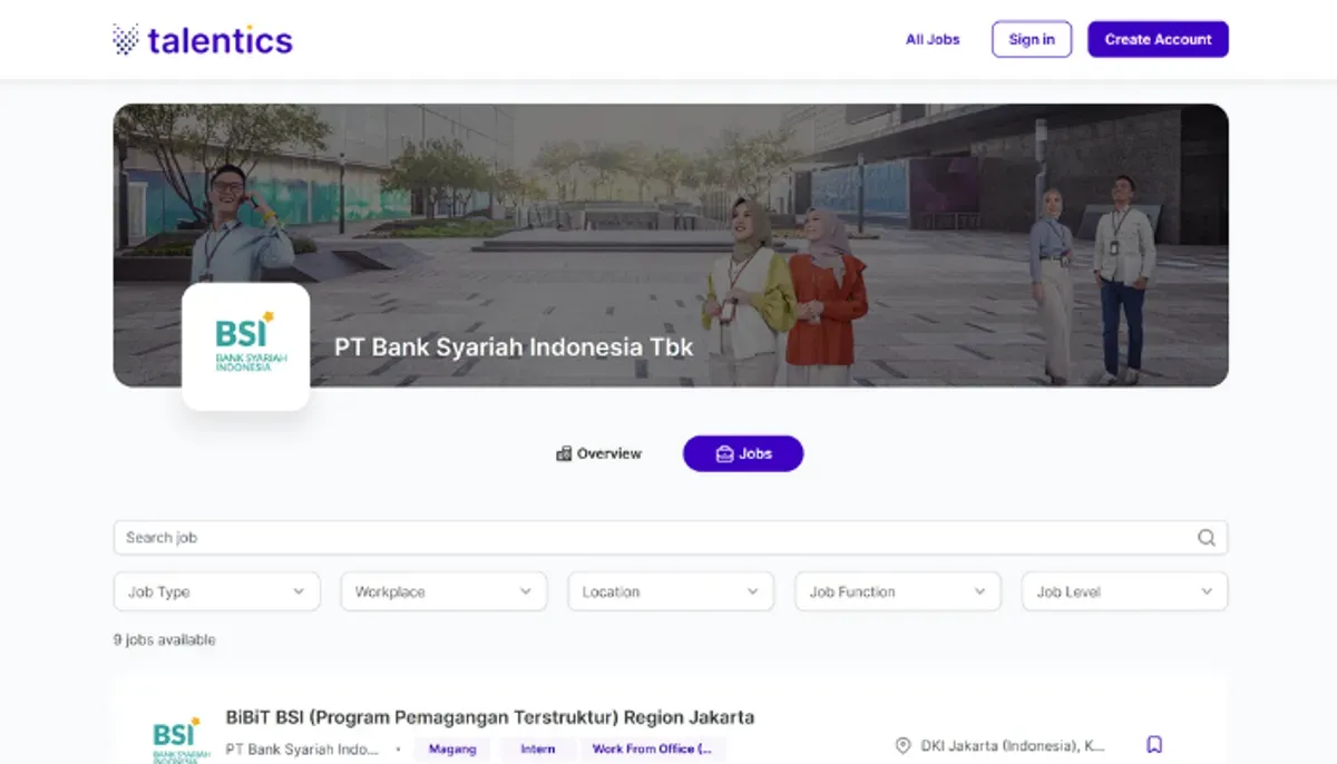 Peluang magang berbayar BSI BiBit 2026 dengan potensi jadi karyawan tetap. Untuk SMASMK hingga S1. (Sumber: jobs.talentics.id)