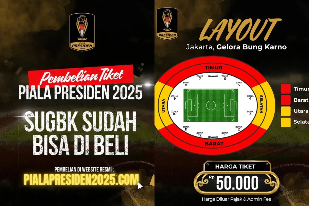 Ilustrasi pengumuman penjualan tiket laga pembuka Piala Presiden 2025 antara Oxford United vs Liga Indonesia All Stars. (Sumber: Instagram/officialpialapresiden)