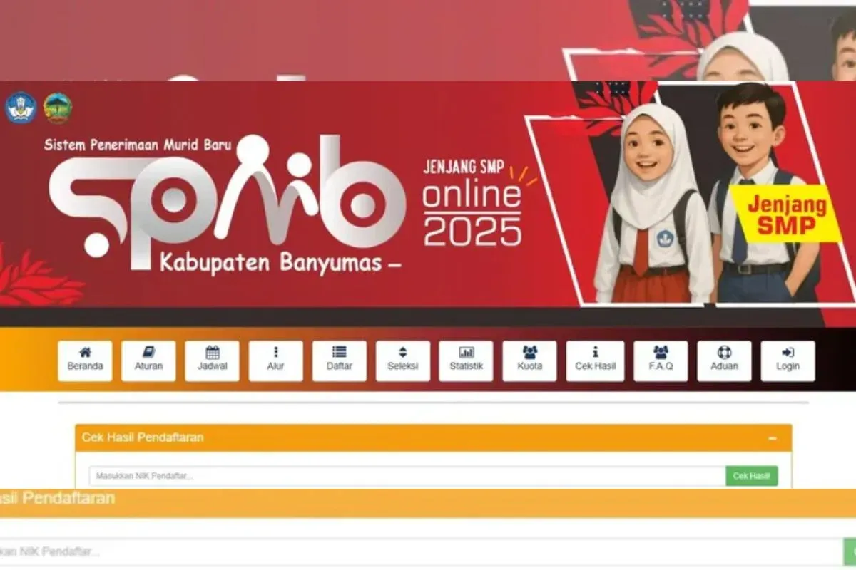 SPMB Banyumas 2025. (Sumber: Tangkap layar spmb.banyumaskab.go.id)