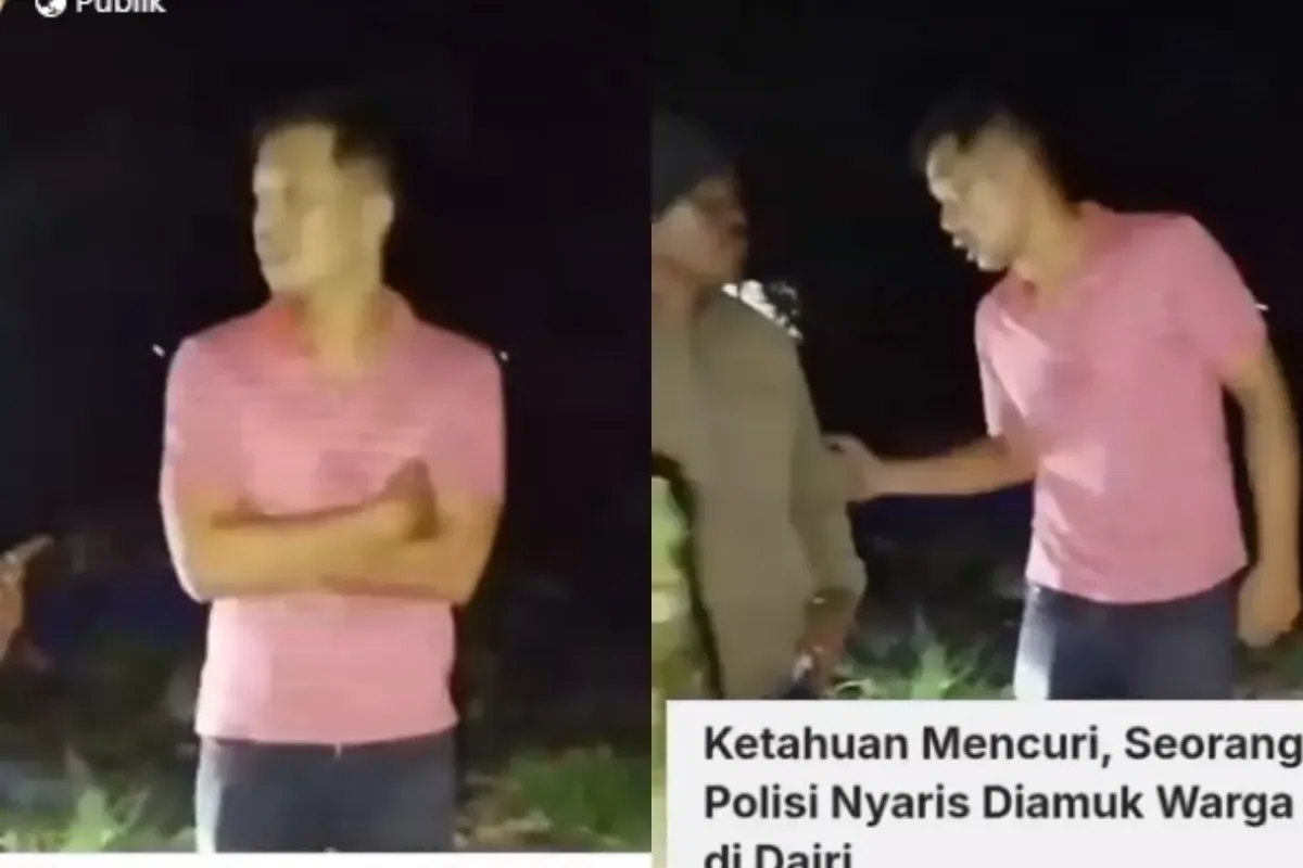 Momen diduga seorang anggota polisi Polres Dairi diduga mencuri batu bata milik warga. (Sumber: Tangkap Layar Facebook/Poli Anri Simanjuntak)