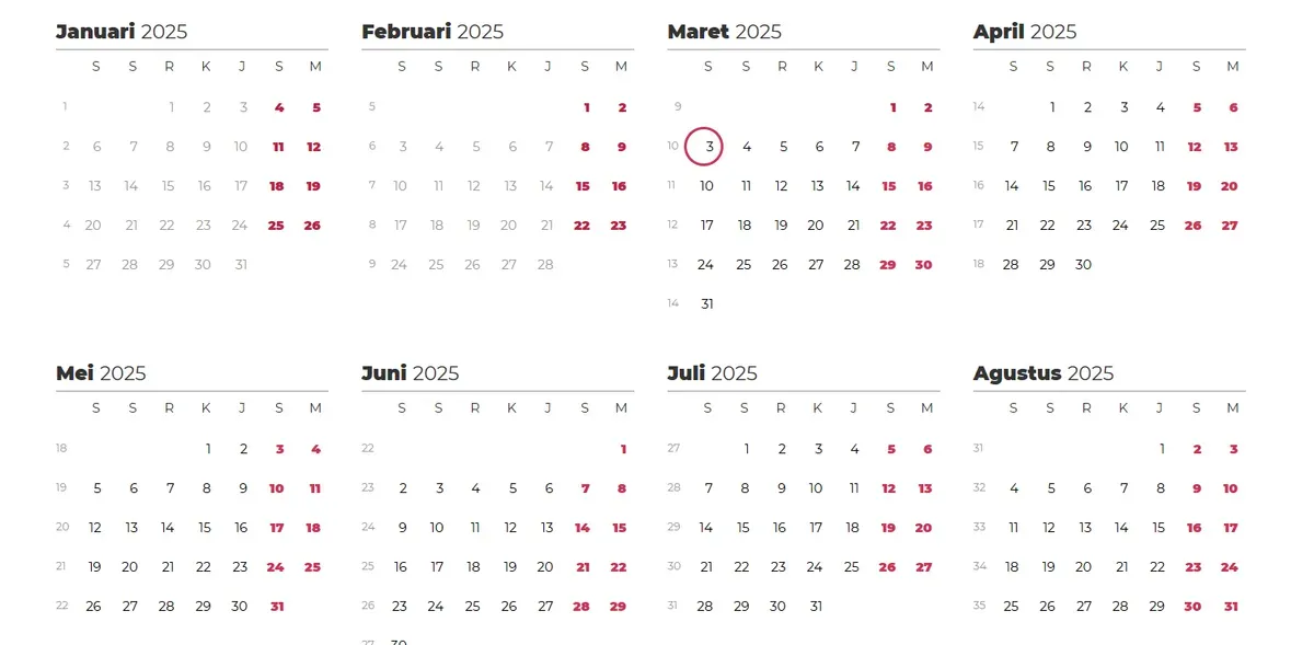 Jadwal cuti bersama Idul Fitri 2025 (Sumber: TimeIs/Screenshot)