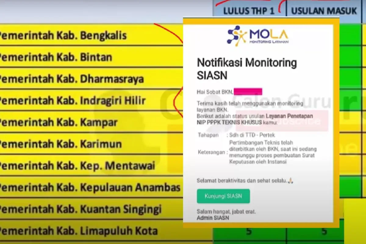 Notifikasi Mola BKN: Pertimbangan teknis sudah ditandatangani secara digital. Tinggal menunggu penyerahan SK P3K! (Sumber: YouTube/@Calon Guru)