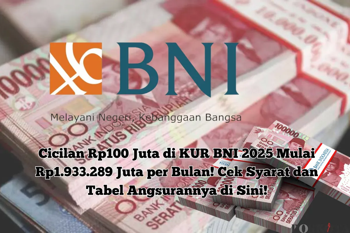 Tabel angsuran KUR BNI 2025 untuk plafon Rp100 juta dengan pilihan tenor 12 hingga 60 bulan. (Sumber: Poskota/Yusuf Sidiq)