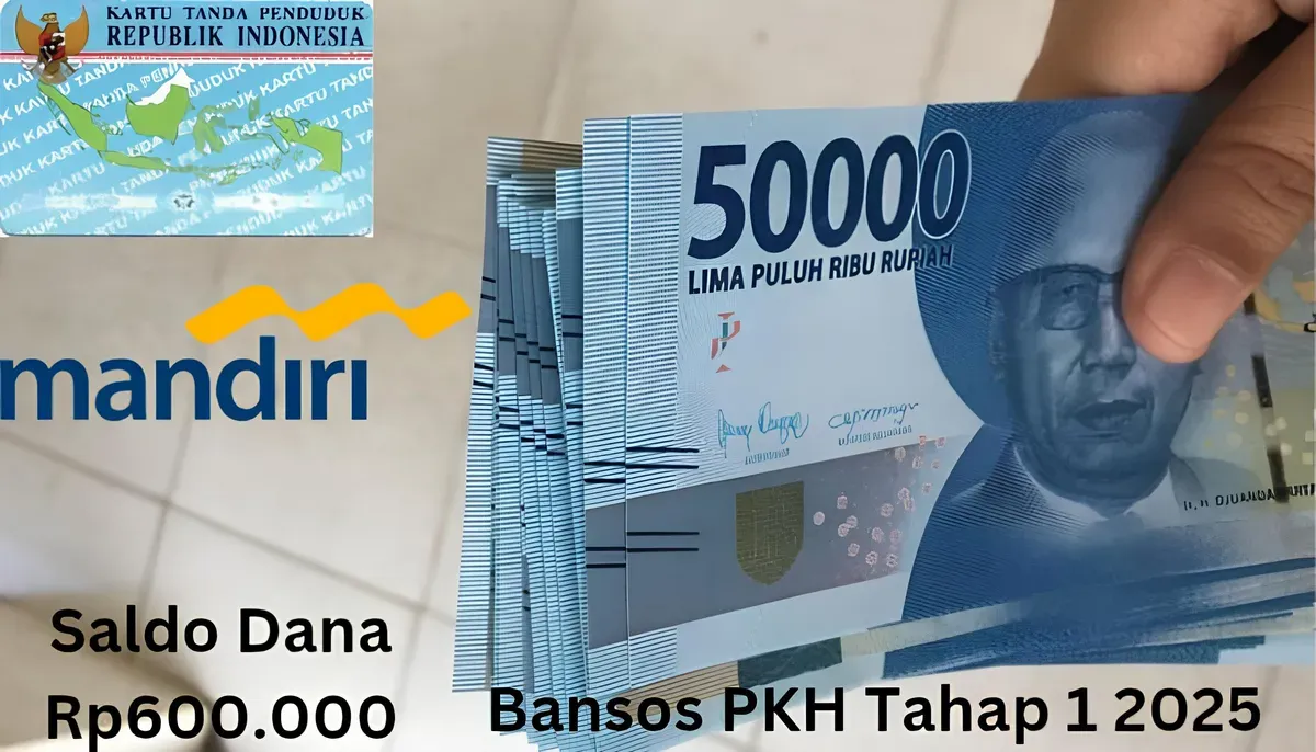 NIK e-KTP dan nama milik Anda berhasil tervalidasi memperoleh saldo dana Rp600.000 dari subsidi bansos PKH tahap 1 2025 via Rekening Bank Mandiri. (Sumber: Poskota/Gabriel Omar Batistuta)