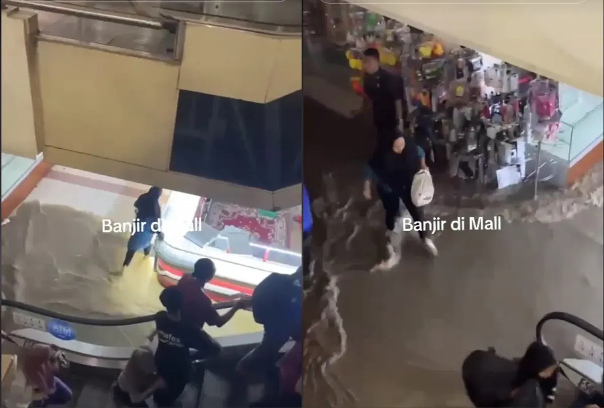 Viral Video Mega Bekasi Hypermall Lumpuh Akibat Banjir, Pengunjung Panik (Sumber: TikTok/@akbarry dan @wayyfi)