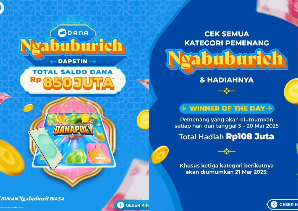 Raih saldo DANA gratis hingga jutaan rupiah dan hadiah menarik lainnya dengan bermain DANA Poly spesial ngabuburit Ramadhan 2025. Yuk, ikuti caranya sekarang! (Sumber: Instagram/@dana.id)