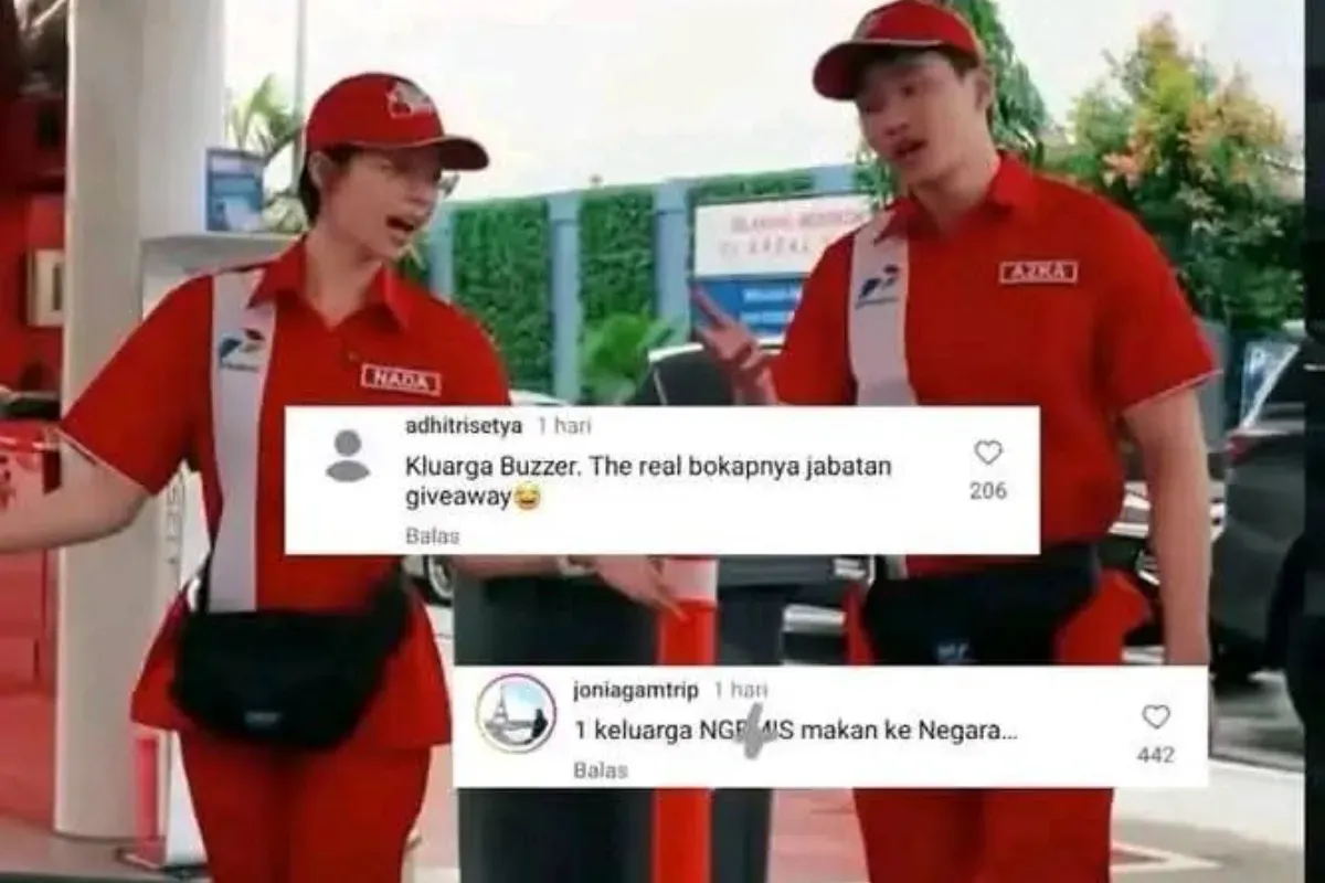 Postingan Nada dan Azka Corbuzzier sebagai brand ambassador Pertamina menuai kritikan dari netizen. (Sumber: X/@tvindonesiawkwk)