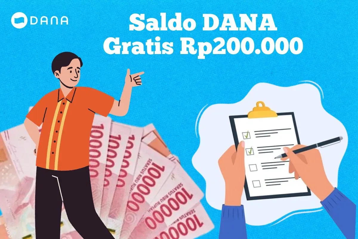 Cara klaim saldo DANA Gratis Rp200.000 cukup mengisi survei online langsung masuk dompet elektronik. (Sumber: Poskota/Syania Nurul Lita Baikuni)