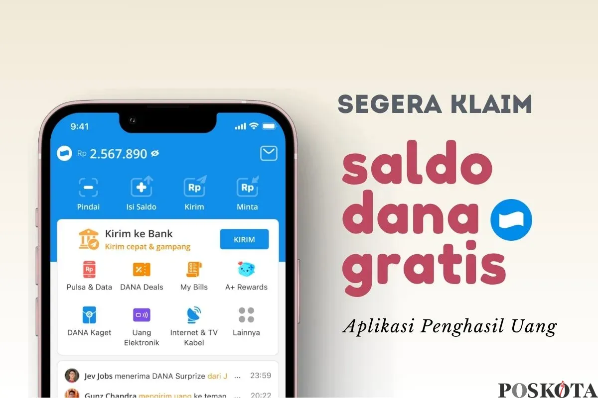 Mainkan aplikasi penghasil uang gratis untuk klaim saldo DANA hingga Rp100.000. (Sumber: Poskota/Della Amelia)