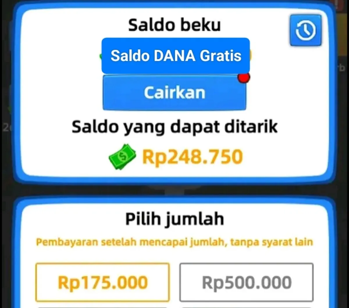 Dapatkan saldo DANA Rp248.000 dari game penghasil uang. (Sumber: Play Store)