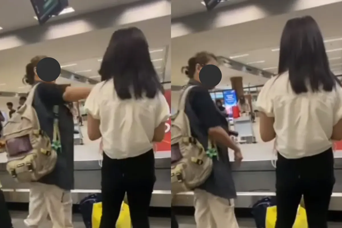 Tindakan seorang ibu memukul terduga anak perempuannya di Bandara Lombok. (Sumber: Tangkap Layar Instagram/@medsos_rame)