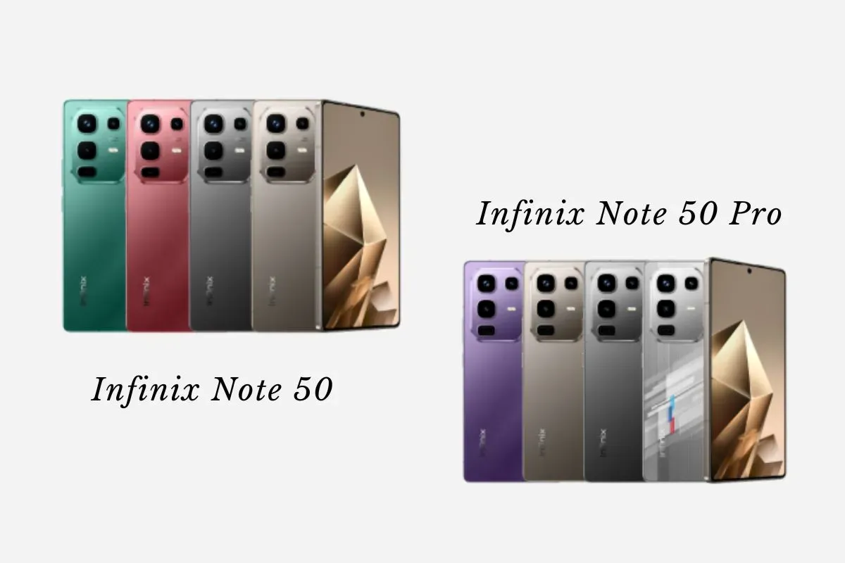 Tampilan hp Infinix Note 50 dan Note 50 Pro. (Sumber: Kolase/id.infinixmobility.com)