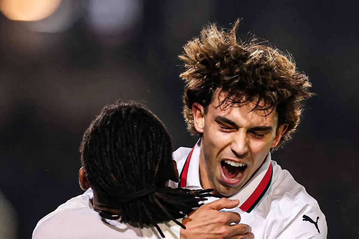 Joao Felix merayakan gol AC Milan ke gawang Lecce. (Sumber: Instagram @acmilan)