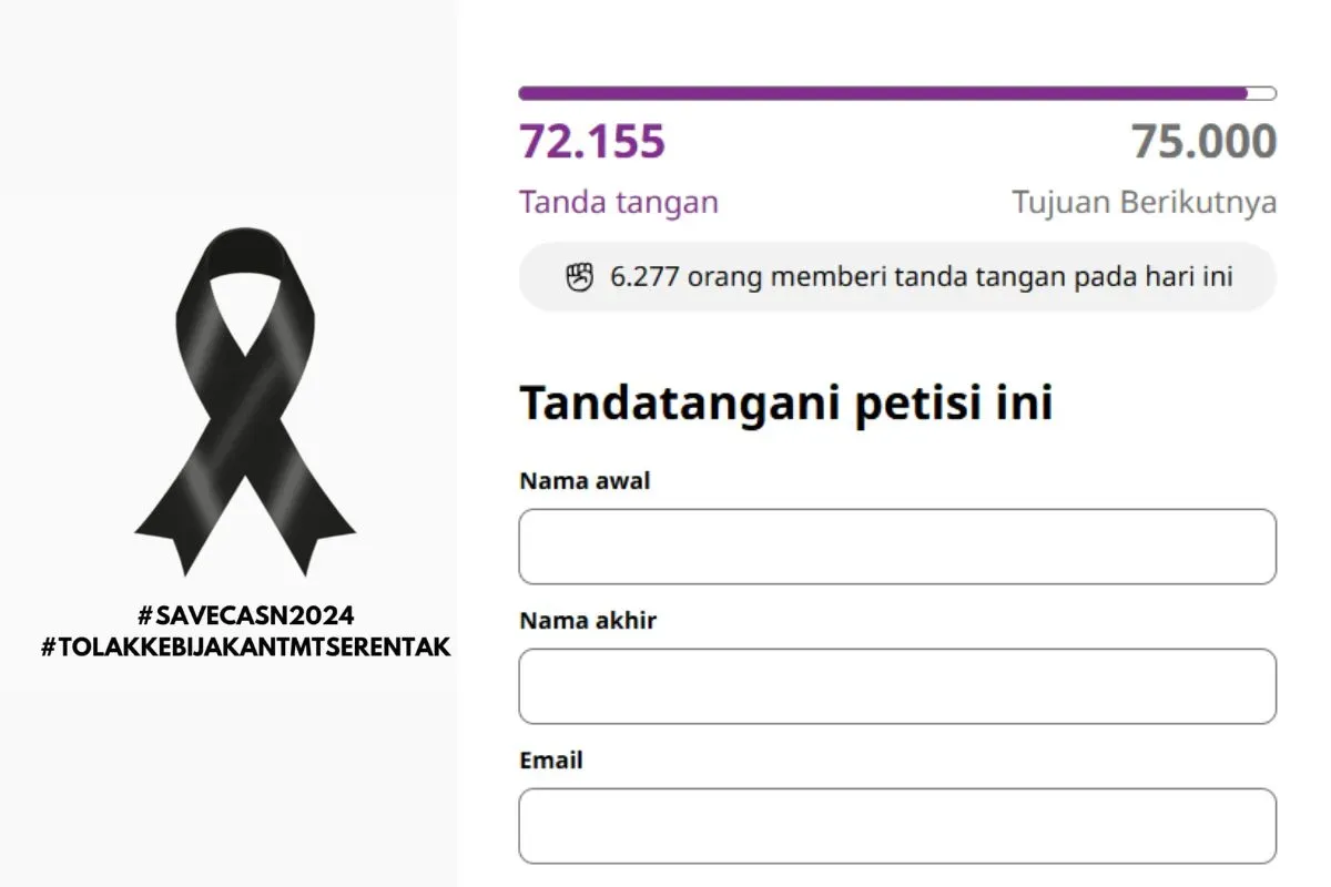 Ribuan orang telah menandatangani sebuah petisi sebagai respons terhadap penundaan pengangkatan CPNS 2024 yang belum lama ini diumumkan pemerintah. (Sumber: Istimewa)