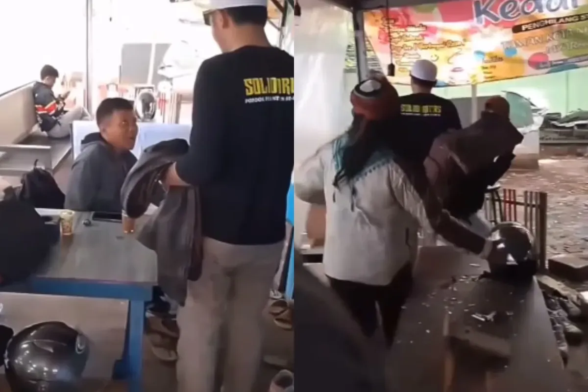 Aksi anarkis sekelompok orang razia warung makan saat puasa di Garut, Jawa Barat. (Sumber: Tangkap Layar Instagram/@funnelmedia)