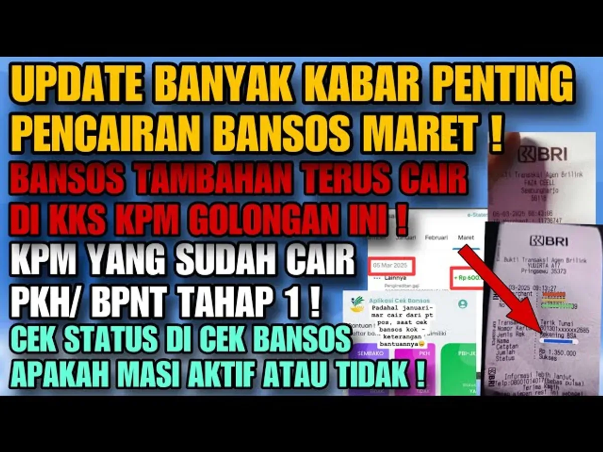 Bantuan sosial PKH dan BPNT tahap 1 mulai cair di bulan Maret 2025, dengan nominal hingga Rp1,35 juta. (Sumber: Tangkapan Layar/YouTube Ariawanagus)