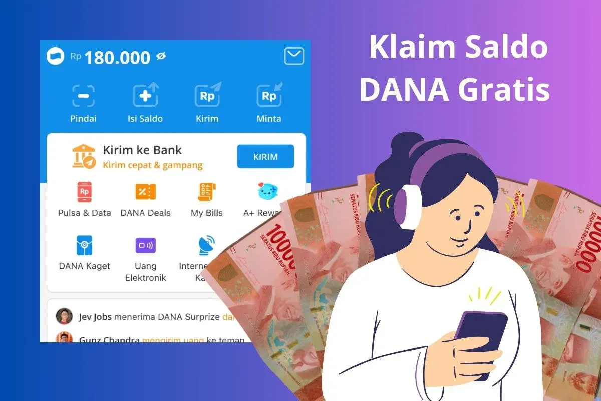 Klaim saldo DANA gratis Rp180.000 dari nonton video di aplikasi penghasil uang. (Sumber: Poskota/Audie Salsabila)