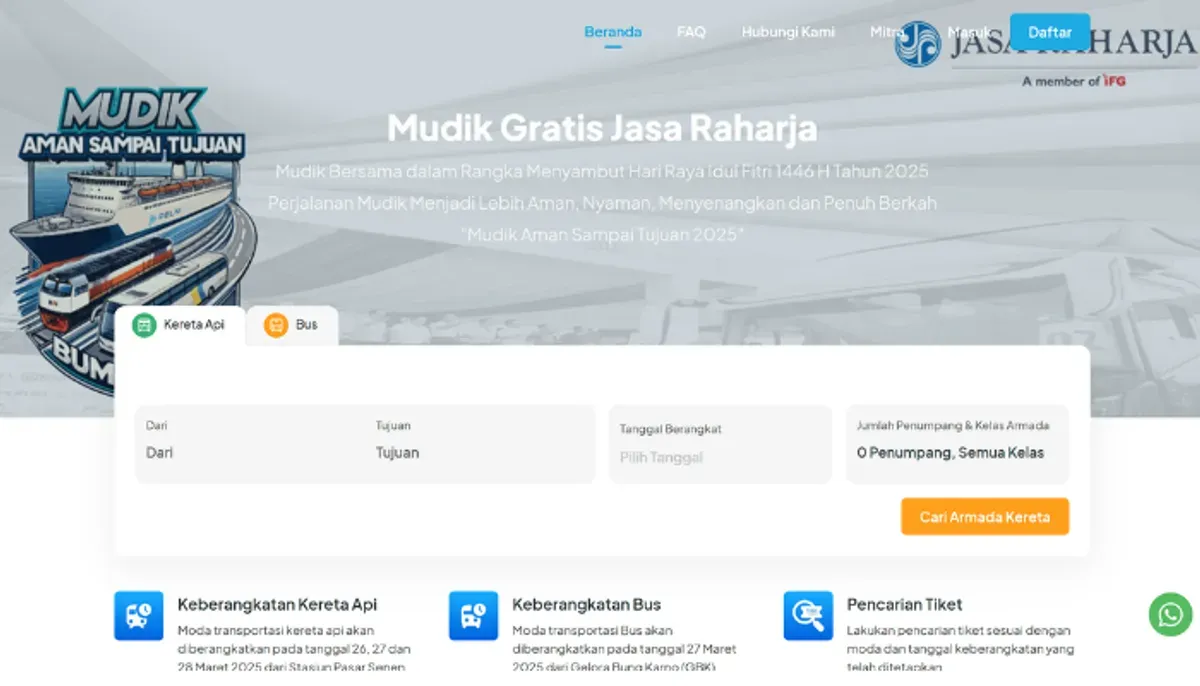 Berbagai program mudik gratis tahun 2025 yang masih dibuka pendaftarannya. (Sumber: mudik.jasaraharja.co.id)