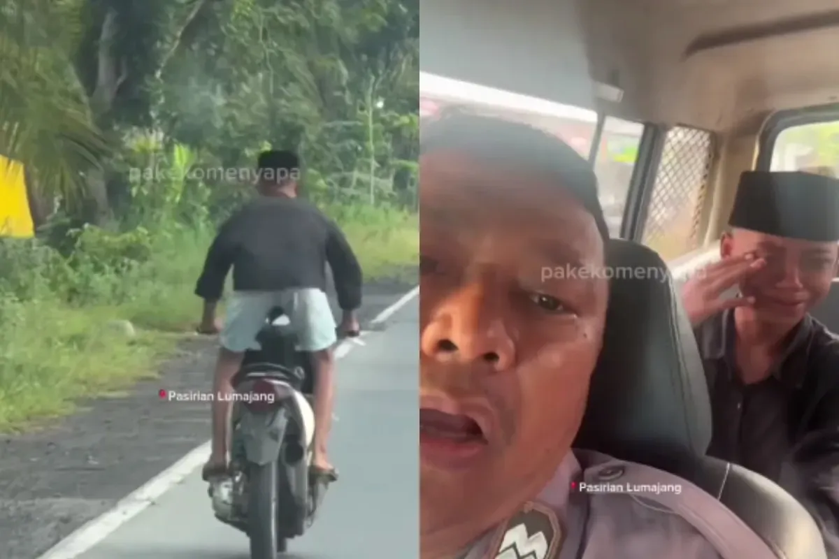 Bocah laki-laki di Lumajang mengejek polisi saat patroli berakhir menangis saat ditangkap. (Sumber: Tangkap Layar Instagram/@medsoszone)