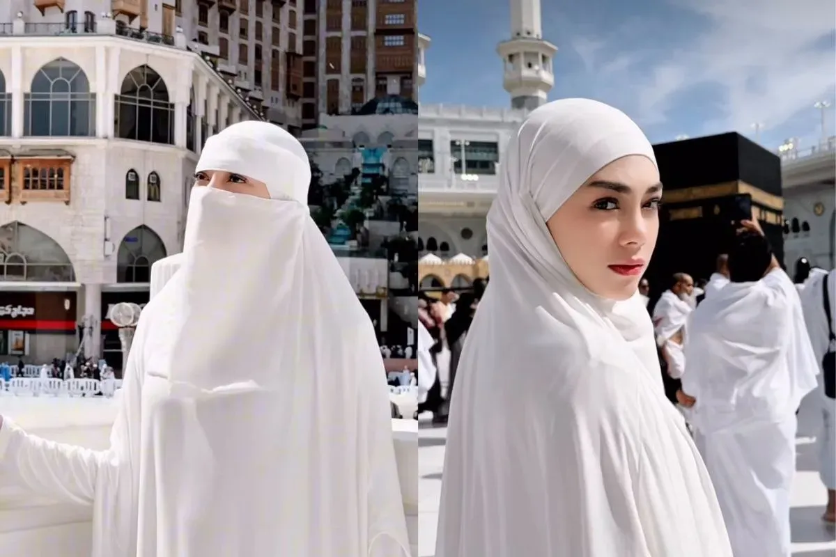 Celine Evangelista yang jalani umrah dan gunakan cadar. (Sumber: Instagram/@celine_evangelista)