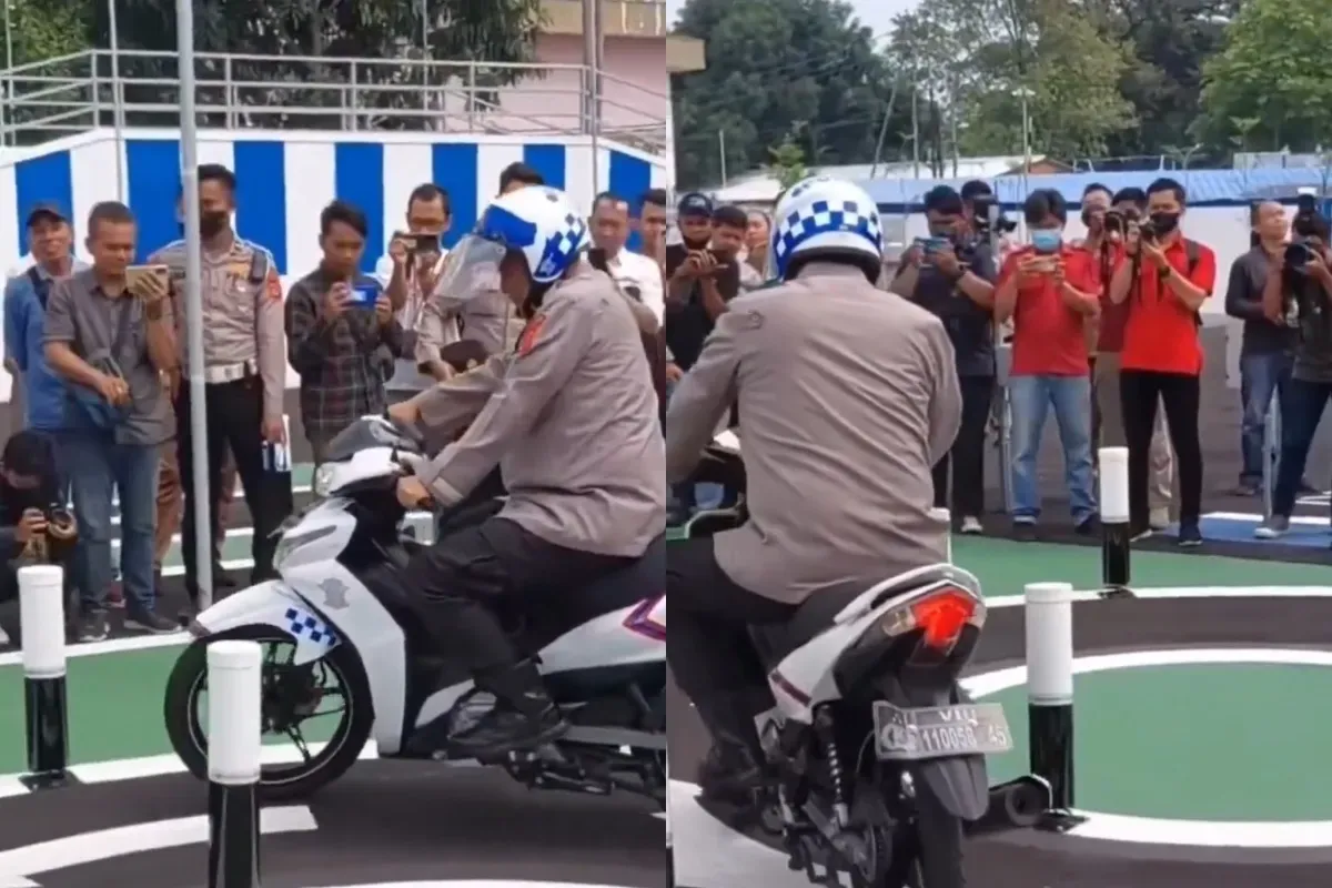 Viral video jenderal polisi kesusahan ujian praktik SIM C (Sumber: X/@Cobeh2022)