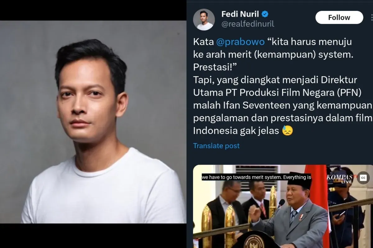 Komentar Fedi Nuril terhadap Ifan Seventeen (Sumber: X/@realfedinuril)