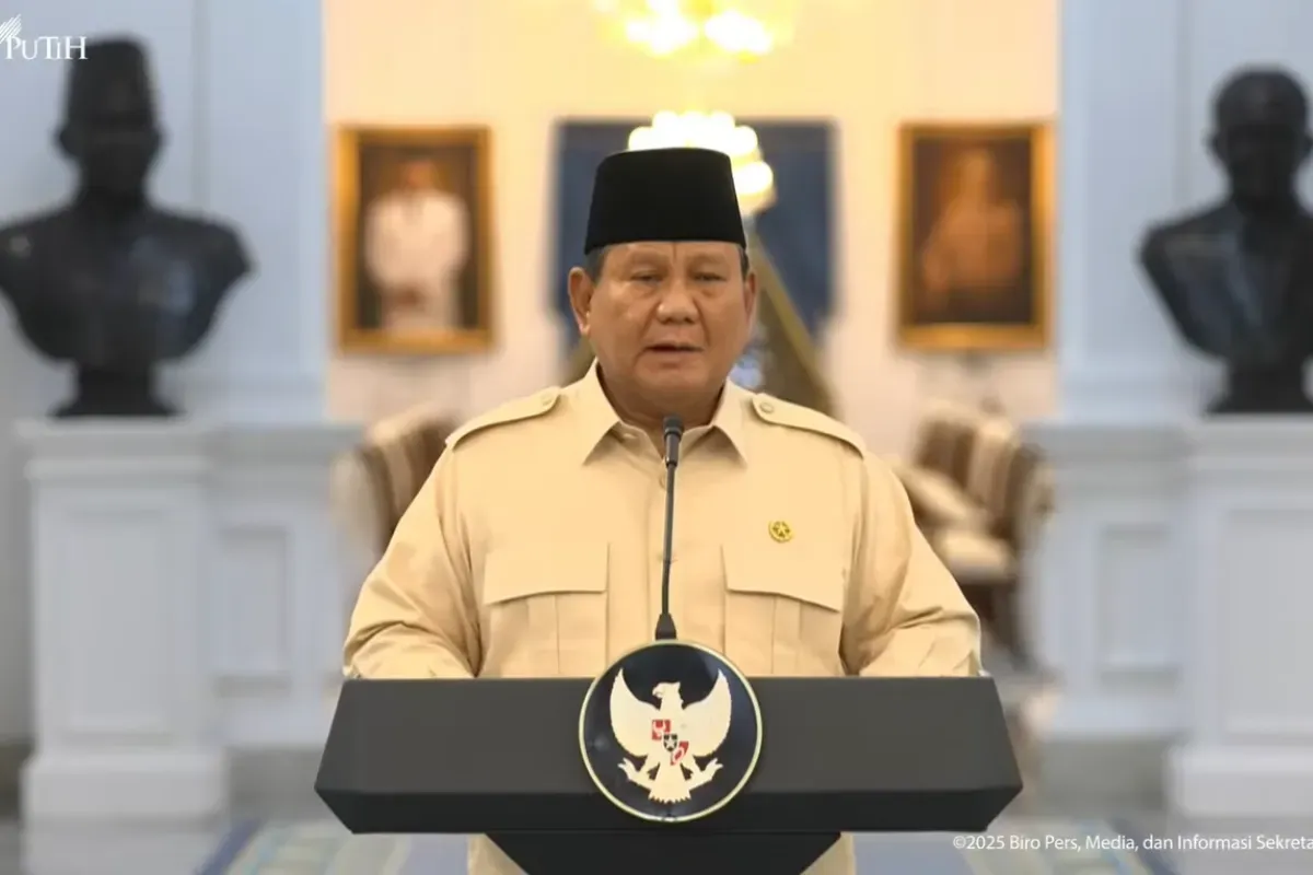 Presiden Prabowo Subianto mengumumkan pemberian THR lebaran 2025. (Sumber: Tangkapan Layar YouTube/Sekretariat Negara RI)