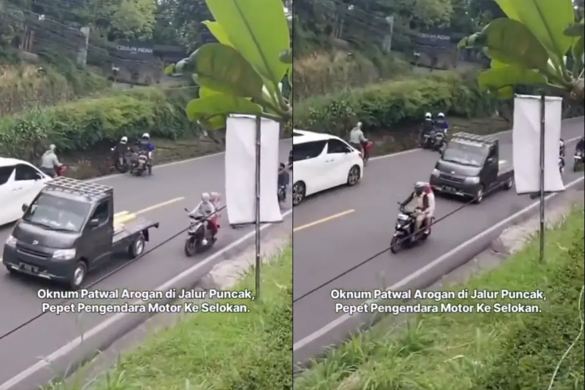 Aksi dugaan patwal tendang motor mendapat sorotal netizen hingga menjadi viral di media sosial. (Sumber: X/@WagimanDeep212_)