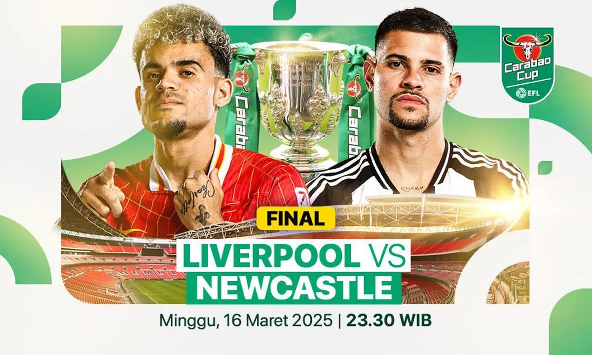 Prediksi susunan pemain dan info live streaming Liverpool vs Newcastle di final Carabao Cup 2025. (Sumber: Vidio)