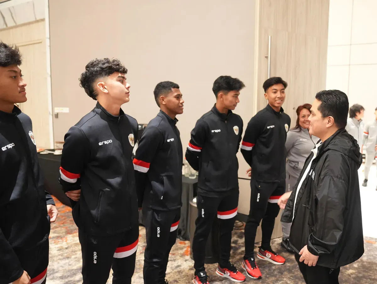 Erick Thohir meminta kepada pasukan Timnas Indonesia U17 untuk bermain sebaik mungkin di ajang Piala Asia U17. (Sumber: PSSI)