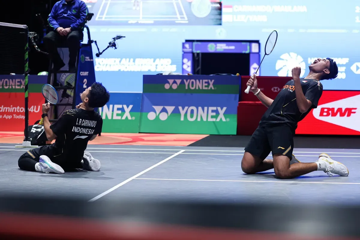 Leo Rolly Carnando/Bagas Maulana berhasil menembus final All England 2025 (Sumber: @INABadminton)