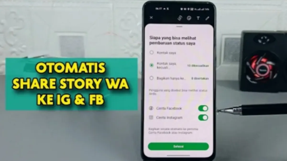 Mudahnya berbagi status WhatsApp langsung ke Instagram dan Facebook secara otomatis. (Sumber: YouTube/@Syam Kapuk)