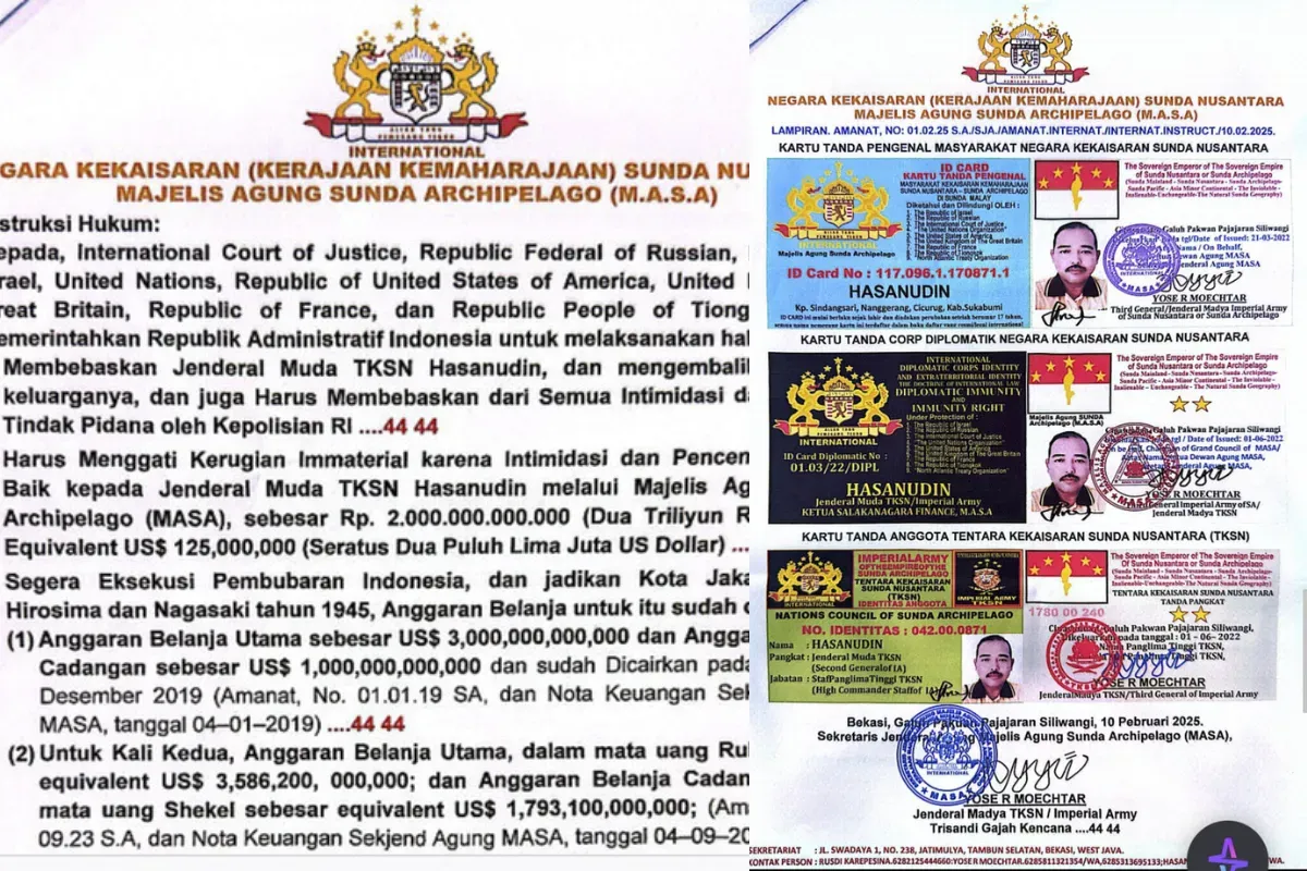 Polisi menyelidiki kebenaran surat Kerajaan Sunda Nusantara dan mengejar pelaku di baliknya. (Sumber: Dok/Polres Cianjur)