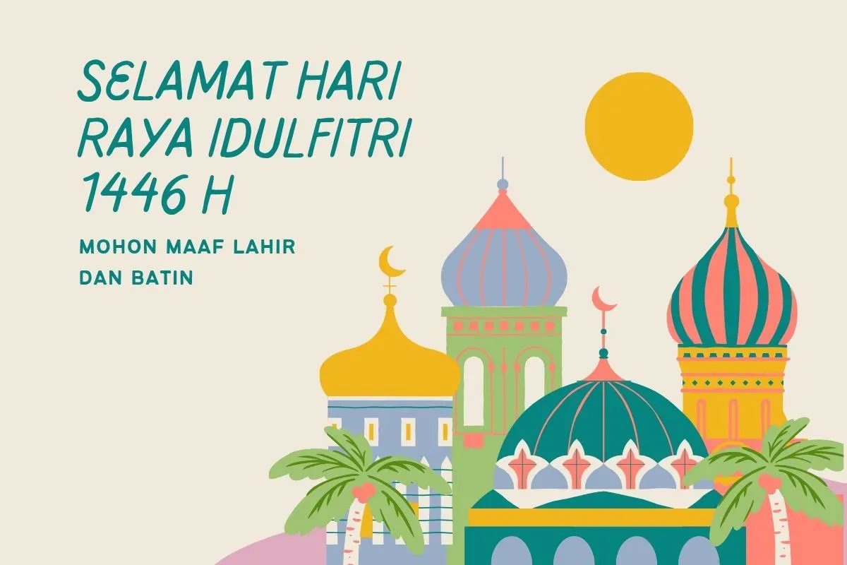 Kartu ucapan Idul Fitri 2025 gratis dan lucu. (Sumber: Dok/Canva)