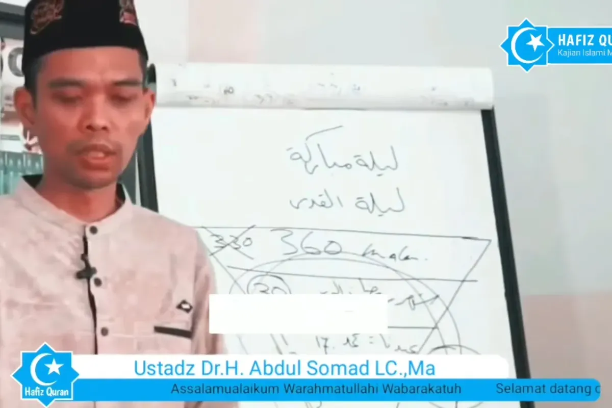 Ustadz Abdul Somad menjelaskan tentang malam Lailatul Qadar dalam salah satu kajiannya. (Sumber: YouTube HAFIZQURANNET)