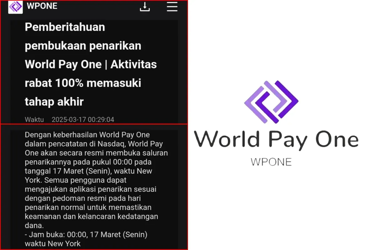 Para investor WPOne semakin dirugikan setelah penarikan dana terus diundur dengan alasan yang mencurigakan. (Sumber: Facebook/Wpone Indonesia)