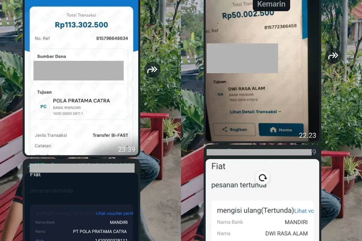 Ilustrasi bukti transaksi member saat melakukan investasi di aplikasi WPONE. (Sumber: Facebook/WPONE Indonesia)